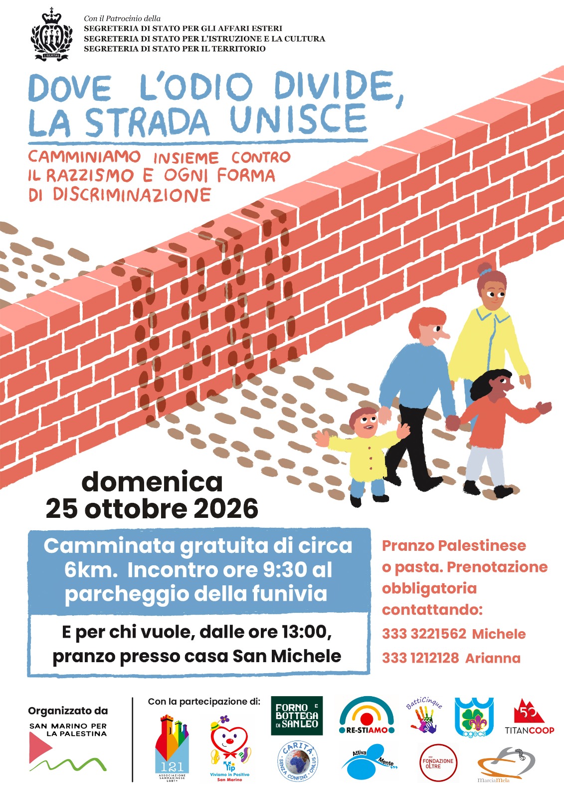 “Dove l’odio divide, la strada unisce”: a San Marino una camminata contro il razzismo e ogni forma di discriminazione